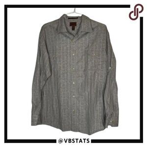 Born Gray on Gray with Small Print Design Long Sleeve‎ Button Shirt in Size XL